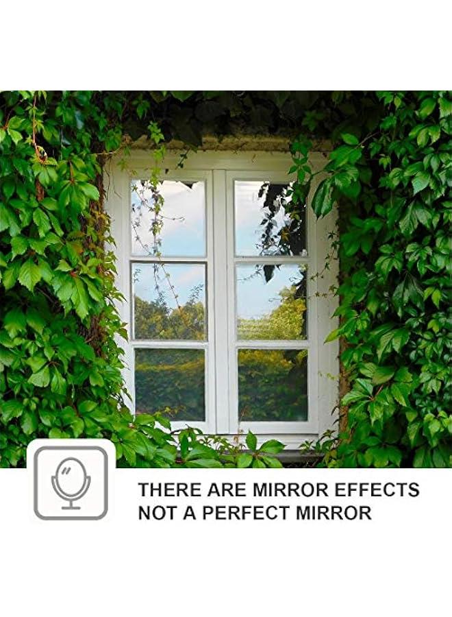 WPCTEV Window Film One Way Mirror Film Daytime Privacy Static Non-Adhesive Decorative Heat Control Anti UV Window Tint for Home and Office Black Silver 6 Mil 17.5 Inch x 6.5 Feet - Image 2